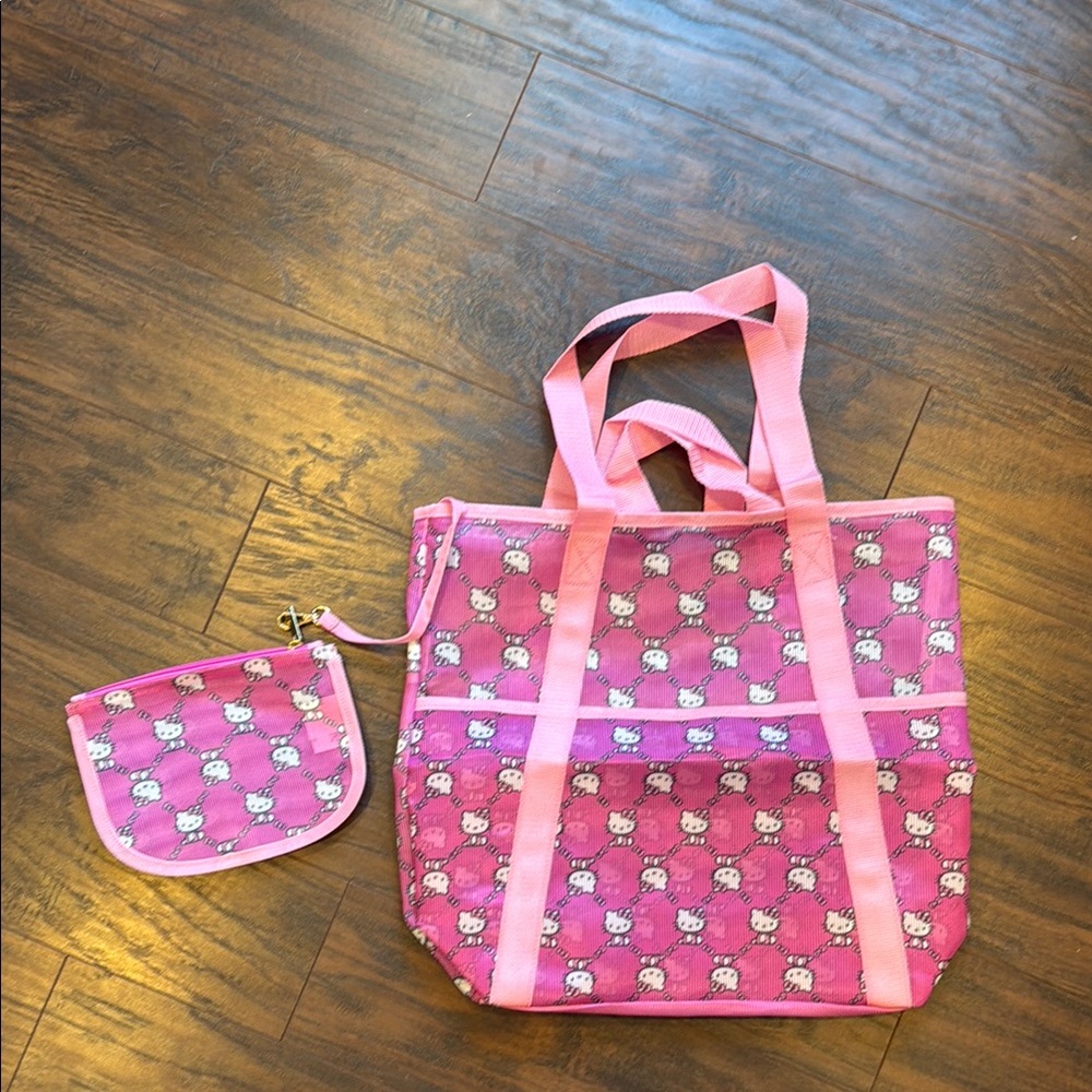 NWOT Hello Kitty Pink Mesh Tote Bag Set